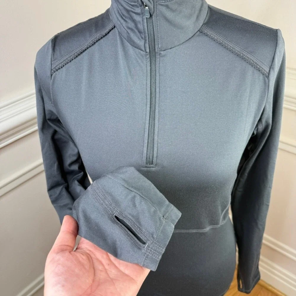 Athleta Quarter Mile 1/4 Zip Pullover Charcoal Gray Size Small - Picture 8 of 10